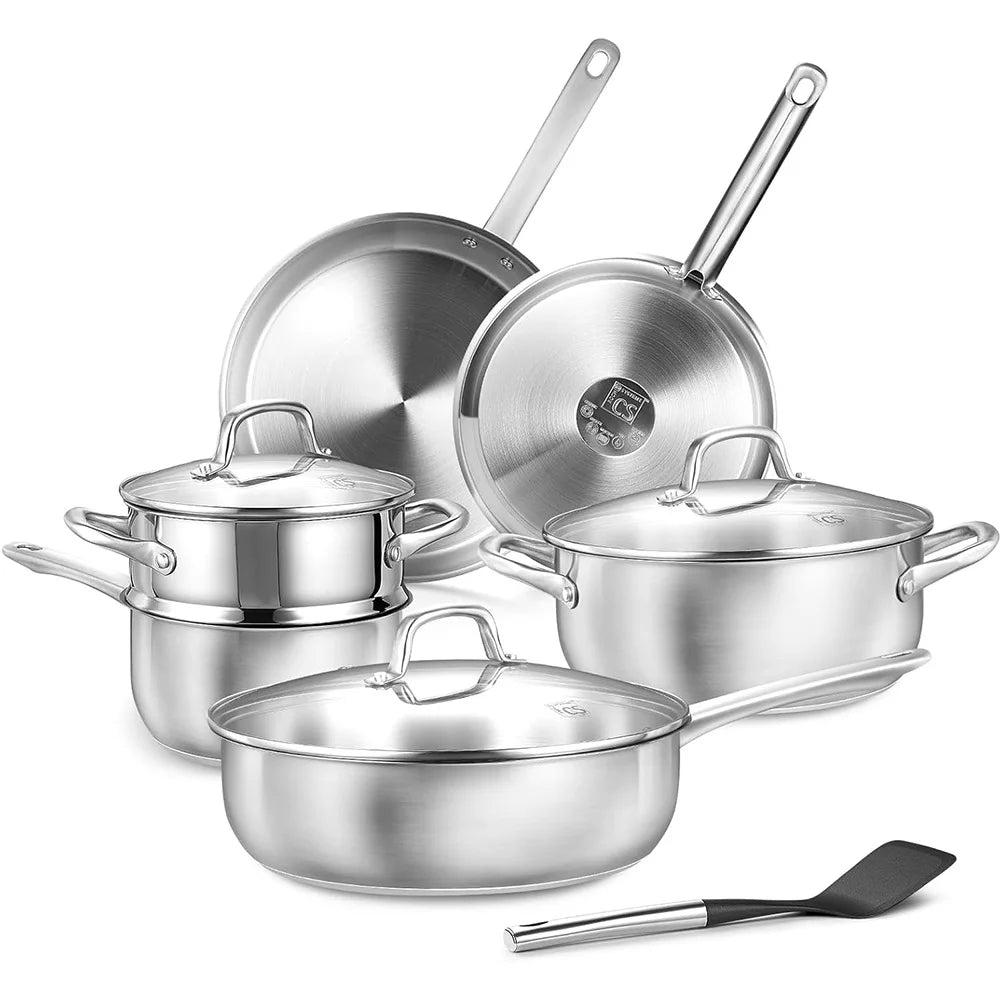 10pcs Stainless Steel Cookware Set
