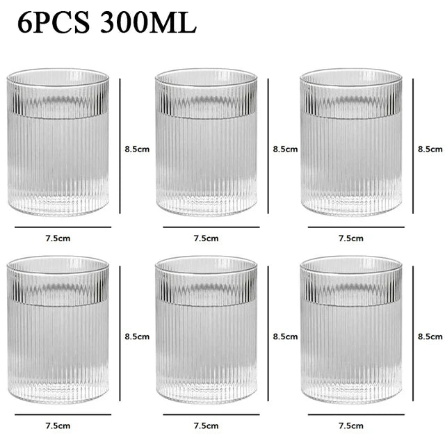 1/3/6pc Glass Cups - Wine, Whiskey and Water