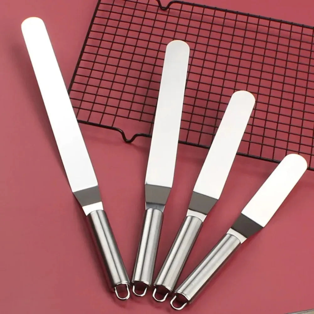 6/8/10/12 Inch Stainless Steel Frosting Spatula Straight & Curved