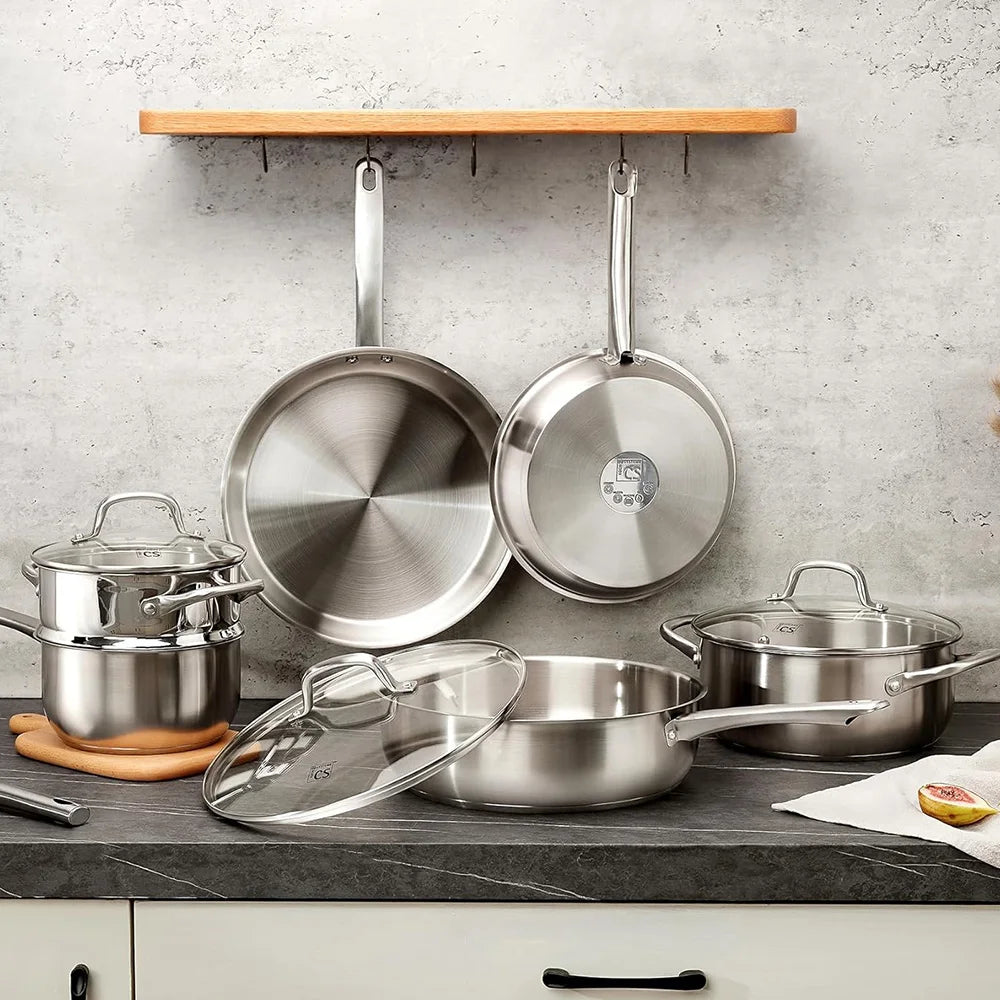 10pcs Stainless Steel Cookware Set