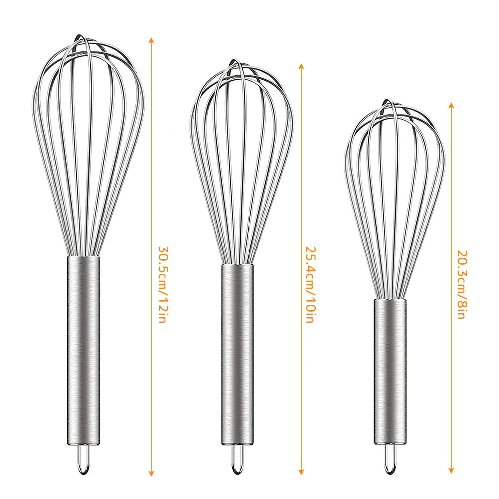 3 Pack Stainless Steel Whisk 8/10/12 Inch