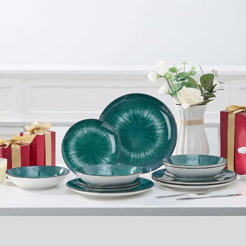 Premium Porcelain Kitchen Dinnerware Set 12pc