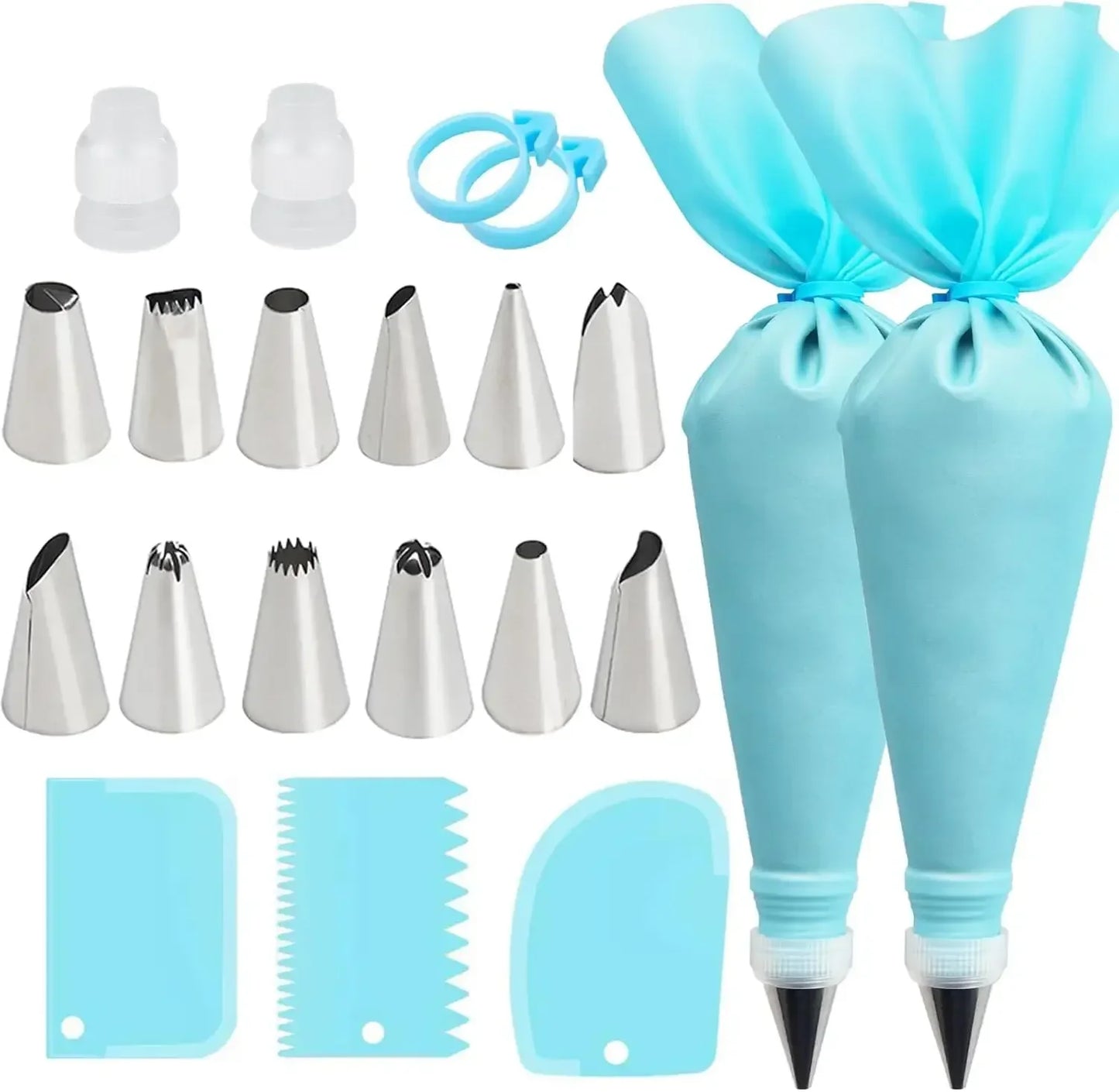 Stainless Steel Nozzle, Silicone Piping Bags