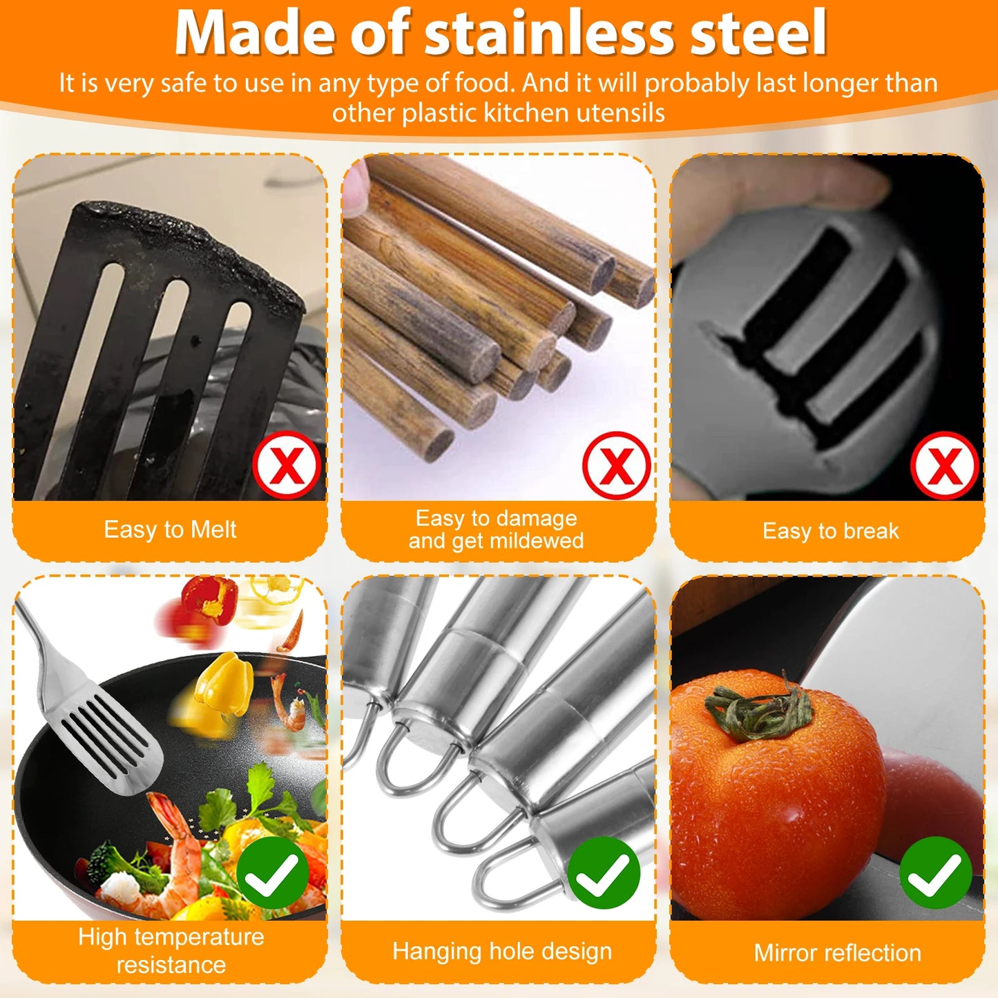 5Pcs Stainless Steel Kitchen Cooking Utensils Set