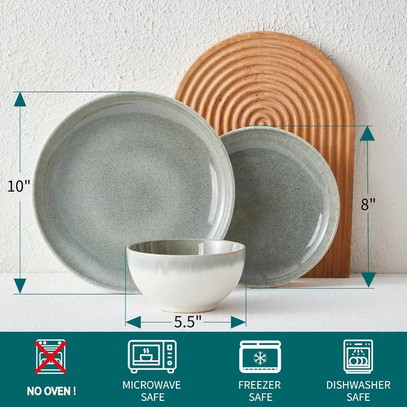 Gradient Green Stoneware 12pc Dinnerware Set