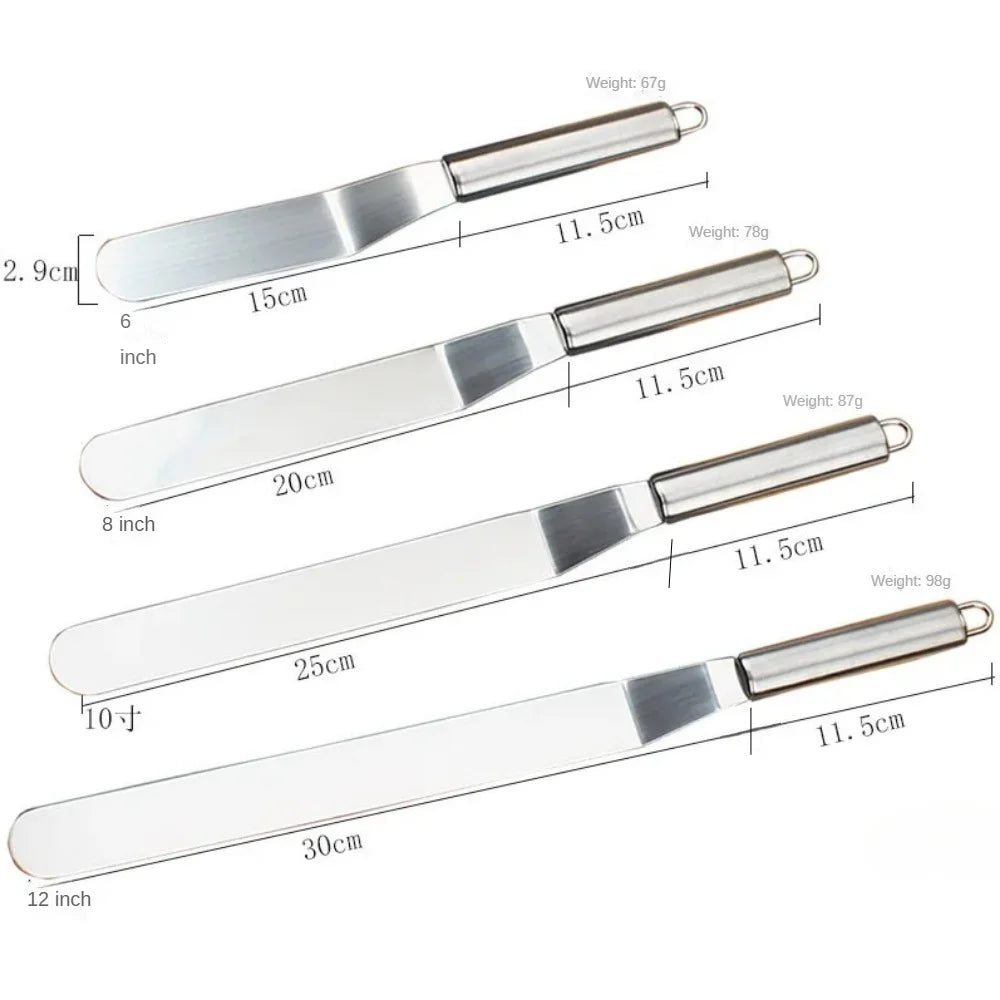 6/8/10/12 Inch Stainless Steel Frosting Spatula Straight & Curved