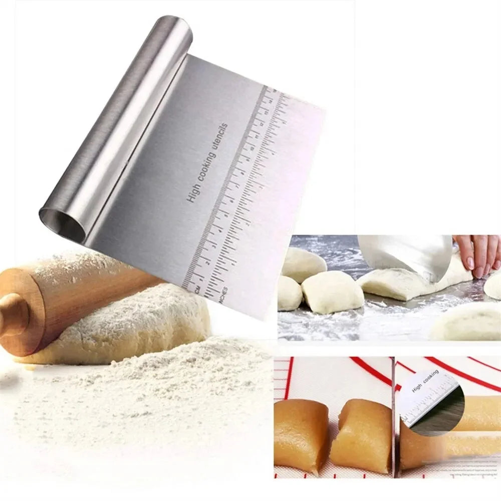 Stainless Steel Dough Pastry Scraper, Cutter, Chopper with Measuring Scale
