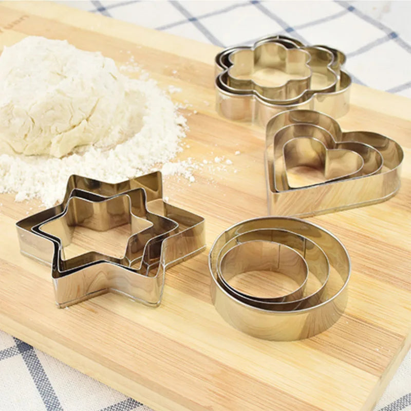 3 Size Stainless Steel Heart, Round, Flower, Star Baking Molds