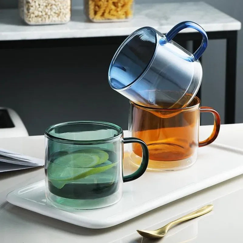 Multicolored Glass Coffee Mugs