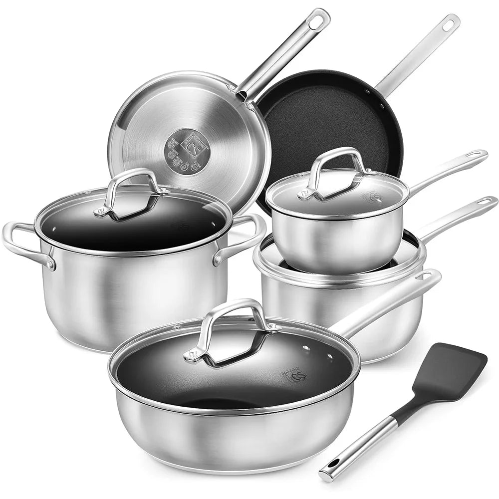 10 Pcs Stainless Steel Cookware Set