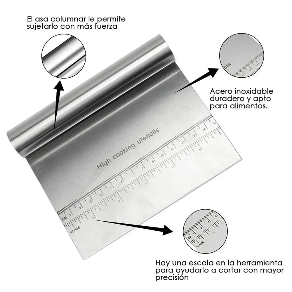 Stainless Steel Dough Pastry Scraper, Cutter, Chopper with Measuring Scale