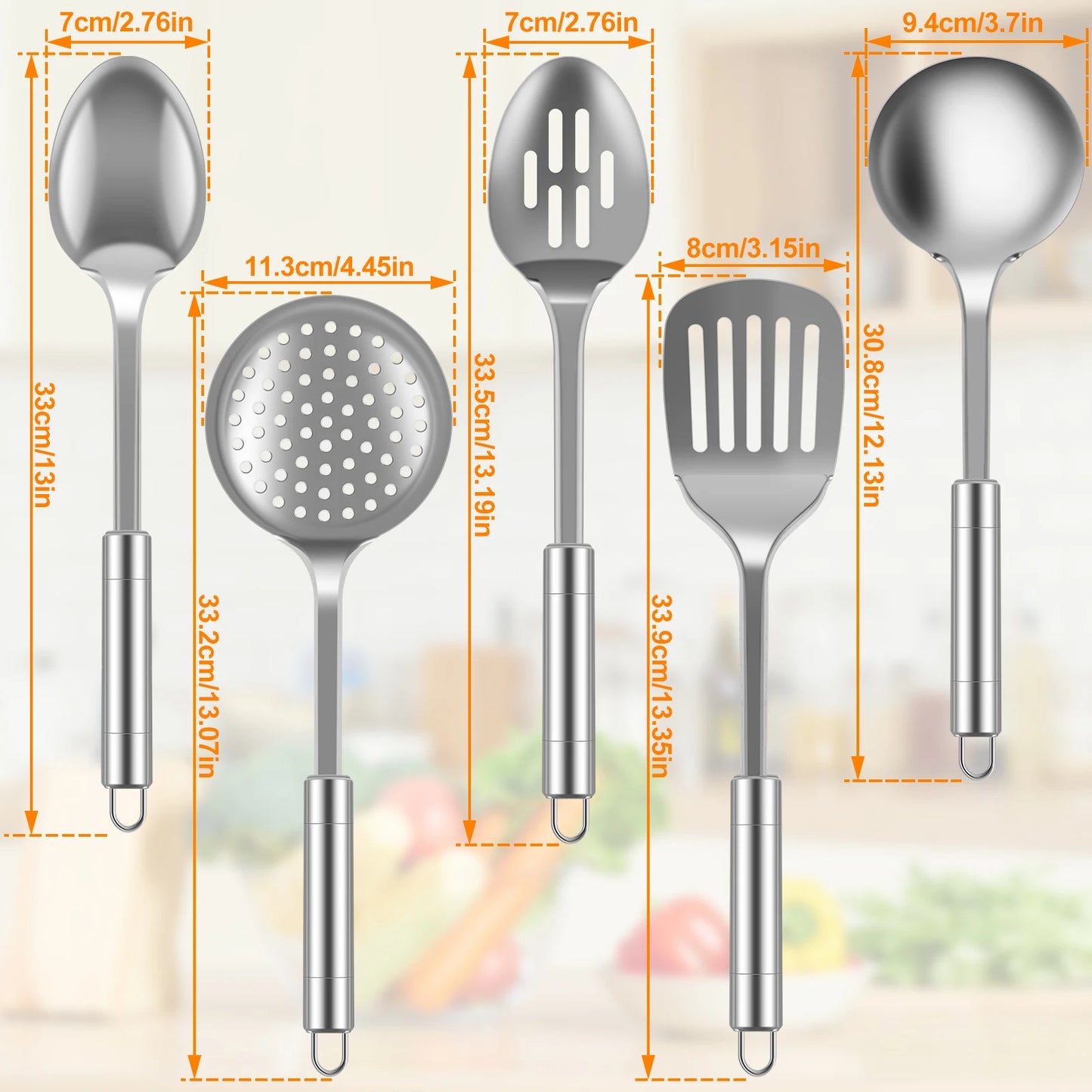 5Pcs Stainless Steel Kitchen Cooking Utensils Set