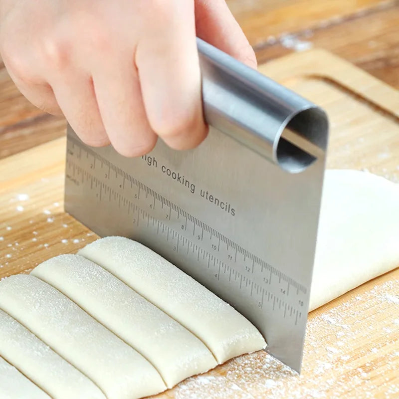 Stainless Steel Dough Pastry Scraper, Cutter, Chopper with Measuring Scale