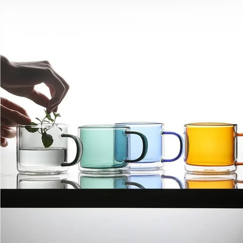 Multicolored Glass Coffee Mugs
