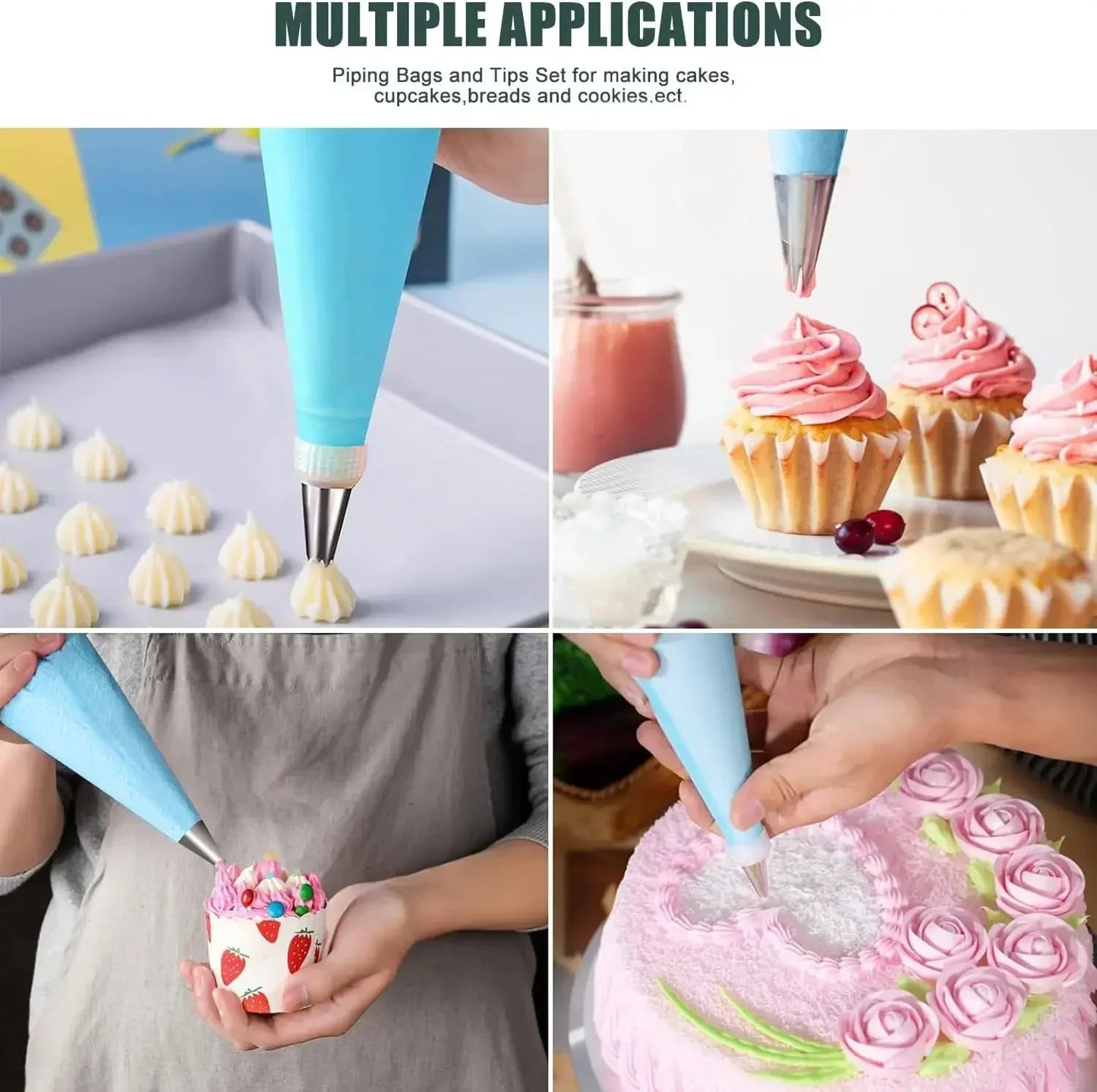 Stainless Steel Nozzle, Silicone Piping Bags