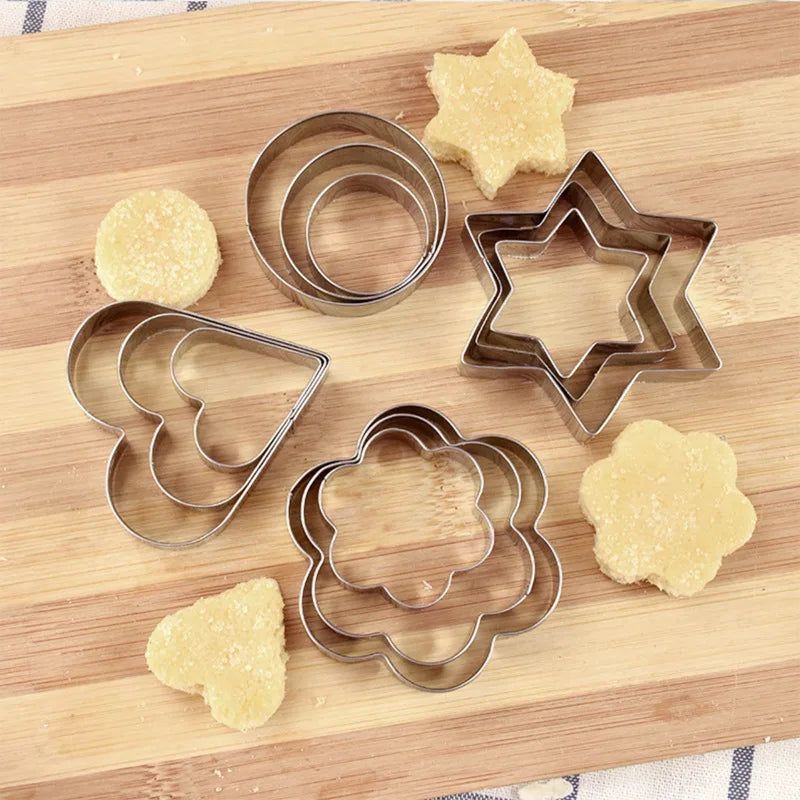3 Size Stainless Steel Heart, Round, Flower, Star Baking Molds